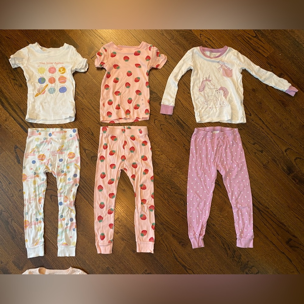 LOT- 7 pairs cotton pajama sets girl size 4T (14pcs total) sleepwear USED pjs - Picture 14 of 16